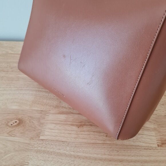 Everlane The Form Bag Cognac Brown Leather Shoulder Handbag Tote Structured - Picture 9 of 10
